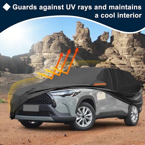 غطاء سيارة مقاوم للماء مناسب لسيارة Toyota Corolla Cross لجميع الأحوال الجوية للسيارات في الهواء الطلق والثلج والشمس والغبار وحماية من الأشعة فوق البنفسجية غطاء خارجي كامل مع سحاب الباب in Kuwait