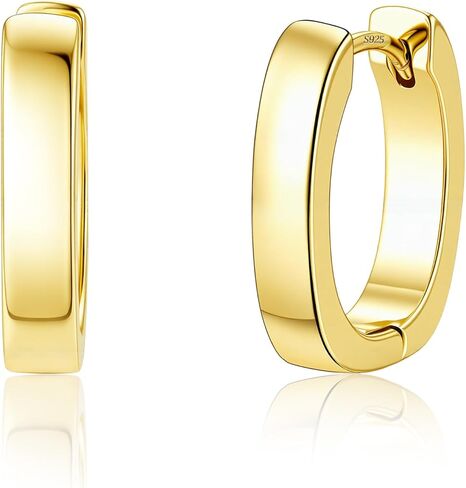 925 Sterling Silver Earrings Small Chunky Hoop Earrings for Women Trendy Huggie Hoop Earrings 14K Gold Plated Hypoallergenic Earrings Small Thick Huggie Hoops Earrings in Kuwait
