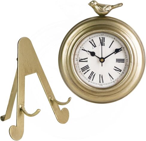 NIKKY HOME Vintage Gold Table Clock with Bird Accent, Battery Operated Silent Decorative Mantel Desk Shelf Clocks for Living Room Decor in Saudi Arabia