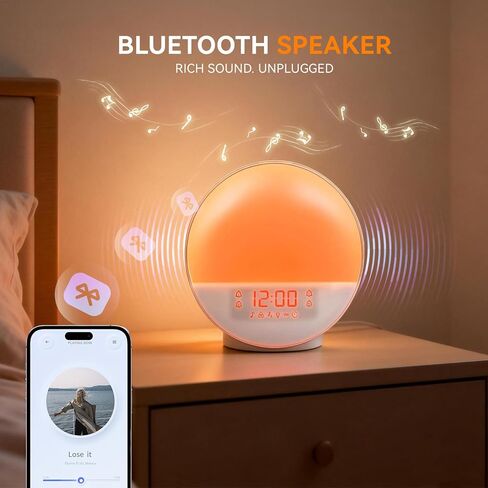 ساعة منبه شروق الشمس مع التحكم في التطبيق لمن ينامون بكثرة، وغرفة النوم، وإضاءة الاستيقاظ مع محاكاة شروق الشمس وغروبها، وآلة صوت ضوضاء بيضاء مع 11 لونًا من الأضواء الليلية، وأجهزة إنذار مزدوجة، وراديو FM in Kuwait