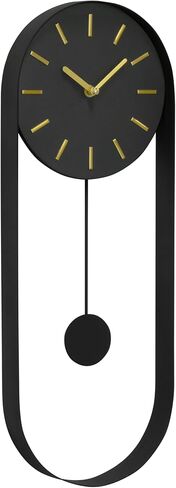 VERTA Modern Pendulum Wall Clock, Minimalist Black Iron Wall Clock with Gold Accents, Quartz Movement, Swinging Pendulum, 21.75″ Tall in Saudi Arabia