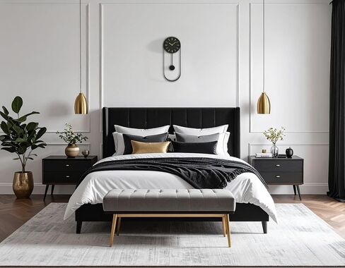 VERTA Modern Pendulum Wall Clock, Minimalist Black Iron Wall Clock with Gold Accents, Quartz Movement, Swinging Pendulum, 21.75″ Tall in Saudi Arabia