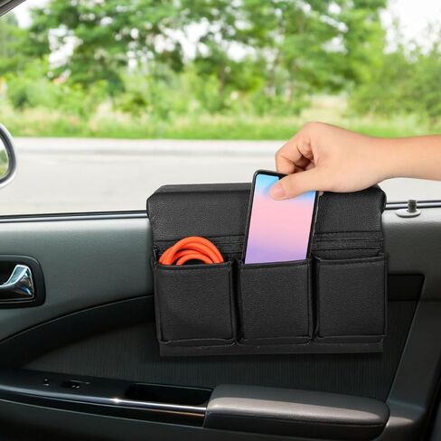 ARTIBETTER Car Door Side Storage Pocket, Leather Vehicle Side Door Organizer with Multiple Pockets Universal Automotive Armrest Pad Trucks Interior Car Gadgets Accessories in Saudi Arabia