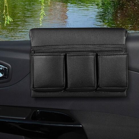 ARTIBETTER Car Door Side Storage Pocket, Leather Vehicle Side Door Organizer with Multiple Pockets Universal Automotive Armrest Pad Trucks Interior Car Gadgets Accessories in Saudi Arabia
