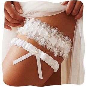 Bridal Garter White Lace Garters for Bride Bow Wedding Garter Set for Women（2 pcs） in Kuwait