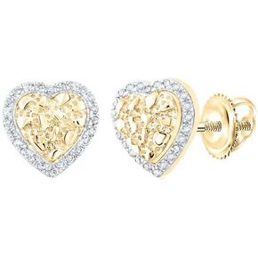 10K Yellow Gold Diamond Nugget Heart Earrings 1/10 Ctw. in Saudi Arabia