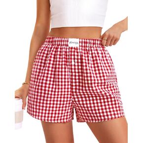 HONGTEYA Boxer Shorts for Women Casual Summer Pajama Shorts Women Gingham Plaid Shorts Y2k Beach Bottoms in Kuwait