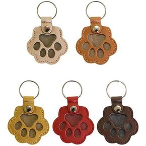 5 Pcs Pet Paw Shaped Leather Hair Storeage Collector Memorial Keychain,Dog and Cat Memorial Gift Keyring,Handmade Key Holder for Collecting Cat and Dog Hair in Kuwait