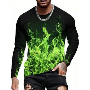Mens Novelty Graphic Tees Shirts Long Sleeve T Shirt Round Neck Tee Tops in Kuwait