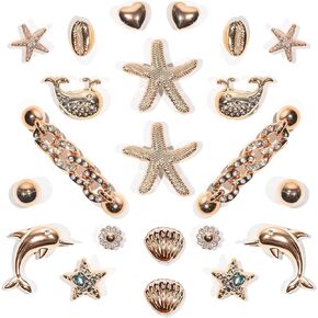 22Pcs Bling Shoe Charms Gold Dolphin Starfish Whale Ocean Shoe Accessories Bling Gold Shoe Chain for Women Luxury Jewelry Clog Shoe Decoration Charms for Party Favor Birthday Present in Kuwait