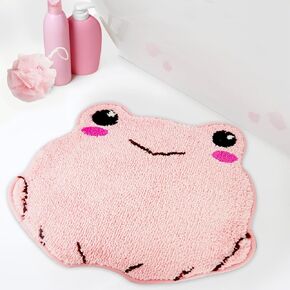 سجادة حمام، سجاد حمام على شكل ضفدع وردي ناعم، سجادة حمام ماصة غير قابلة للانزلاق للاستحمام والحوض والغرفة، يمكن غسلها في الغسالة (20 * 22 بوصة) in Kuwait