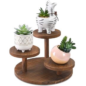 حامل عرض خشبي من 3 طبقات من Ikee Design للمجوهرات، ورافعات عرض المجوهرات الخشبية والتماثيل، وحامل خشبي للديكور، وحامل متعدد المستويات لشخصيات الحركة وديكور المنزل، لون بني in Kuwait