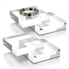 4 قطع مكعبات أكريليك شفافة مقاس 4 × 4 × 1 بوصة، كتل أكريليك مصقولة ممتازة للعرض، حامل قاعدة من الأكريليك الصلب لعرض حلقات المجوهرات والمقتنيات والتماثيل in Kuwait