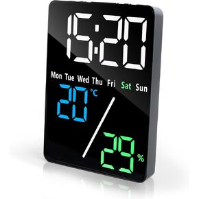 Lafocuse 5.7" LED Digital Alarm Clock Bedside, Table Clocks with Dual Alarm, Date, Day, Temperature, DST, USB Charging, Snooze for Heavy Sleepers Elderly Bedroom Living Room Office in Kuwait