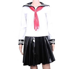 leesuo Women's Sexy Faux Latex Japanese School Girls Uniform Sailor Babydoll Outfit Fancy Dress Anime Cosplay Costumes in Saudi Arabia