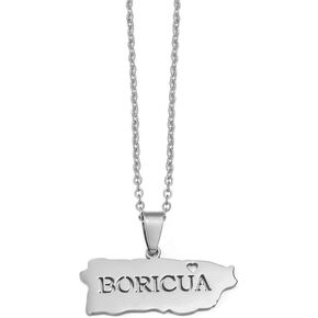 Puerto Rico Map Flag Boricua Pendant Neckaces Stainless Steel PR Ethnic Jewelry in Saudi Arabia