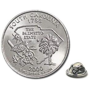 South Carolina State Quarter Lapel Pin – 2000 Palmetto State Coin with Carolina Wren & Sabal Palm – Handmade Gift for Collectors & Southerners in Kuwait