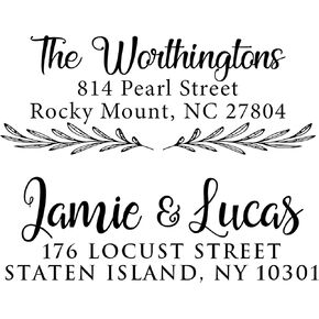 Custom Stamp - Return Address Imprint - Self Inking Name Stamp Custom Address Stamper Wedding Invitation Stamp 15+ Designs! (Green Ink) in Kuwait