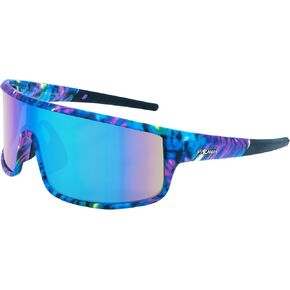 Piranha Eyewear Vibe Sports Sunglasses with Full Multicolor Tie-Dye Frame and Blue Mirror Shield Lens in Kuwait