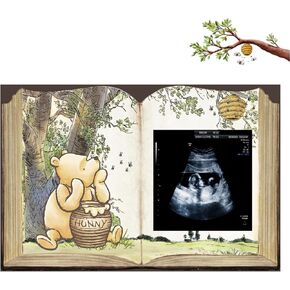 إطار تذكاري خشبي من ويني بيبي، إطار صورة بالموجات فوق الصوتية، علامة الحمل المميزة، هدايا لديكورات استحمام الطفل، ديكور يكشف عن الجنس في الحضانة in Kuwait