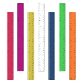 7 Pack 12 Inch Rulers, 30 cm Transparent Rulers, Assorted Color Clear Plastic Rulers with Inches and Centimeters, for Kids School Home and Office Supplies in Kuwait