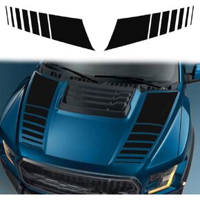 ramuel Compatible with 2PCS Car Hood Cover Vinyl Stripe Stickers Racing Stripes Auto Bonnet Hoods Bumper Decoration Decals Graphics Accessories for Pickup Truck Universal (Black) in Kuwait