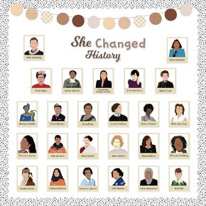 Women's History Month Bulletin Board - 112Pcs Influential Women in History Boho Style Motivational Paper Cutouts Inspirational Classroom Decorations for Blackboard Wall School Office Supplies in Saudi Arabia