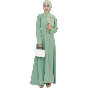 Women Abaya Muslim Dress Long Sleeve Modest Prayer Maxi Kaftan Islamic Clothes with Pockets in Saudi Arabia