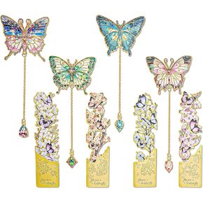 8 قطع من الإشارات المرجعية الذهنية على شكل فراشة مع سلسلة، لوحة زيتية ذهبية مجوفة علامات كتاب لطيفة لقراءة النساء محبي الكتب والكتاب والأطفال والمراهقين in Kuwait