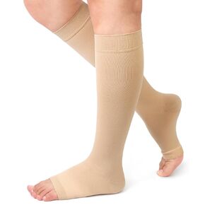 Beister Medical Open Toe Knee High Calf Compression Socks for Women & Men, Firm 20-30 mmHg Graduated Support Hosiery for Varicose Veins, Edema, Flight, Pregnancy （A Pair） in Kuwait