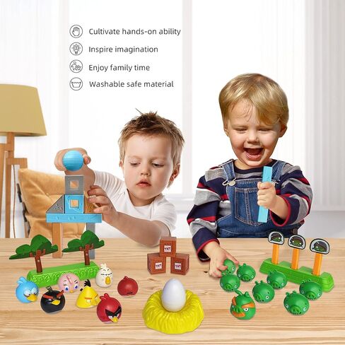 مجموعات ألعاب Angry Birds المرخصة حديثًا من Build N 'Launch مجموعة مكعبات البناء مجموعات مكعبات بناء Pig City Strike 2 Takedown Space Planet Game Catapult Slingshot صندوق هدايا 97 قطعة in Kuwait