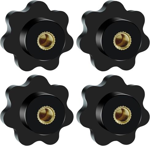 4 Pcs M6 Knurled Thread Clamping Knob, Plum 7 Star Knob Shaped Hand Grips Screw-On Type Thru Threaded Knob Nuts in Kuwait