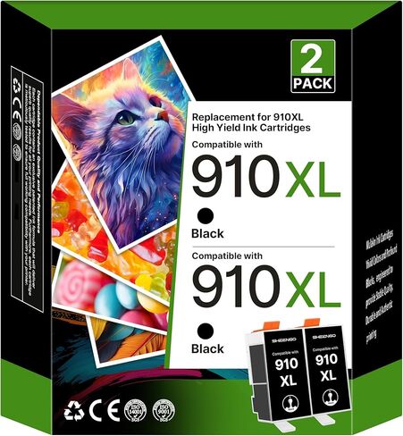SHEENGO 910XL Ink Cartridges for HP Printers Replacement for HP 910XL Black Ink Cartridges 910 XL Use for HP OfficeJet Pro 8020 8010 8015 8018 8022 8025 8028 8035 8030 Printer (2 Pack Black) in Kuwait