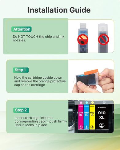 SHEENGO 910XL Ink Cartridges for HP Printers Replacement for HP 910XL Black Ink Cartridges 910 XL Use for HP OfficeJet Pro 8020 8010 8015 8018 8022 8025 8028 8035 8030 Printer (2 Pack Black) in Kuwait