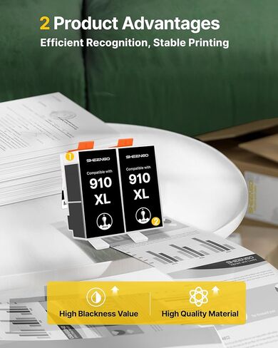 SHEENGO 910XL Ink Cartridges for HP Printers Replacement for HP 910XL Black Ink Cartridges 910 XL Use for HP OfficeJet Pro 8020 8010 8015 8018 8022 8025 8028 8035 8030 Printer (2 Pack Black) in Kuwait