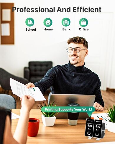 SHEENGO 910XL Ink Cartridges for HP Printers Replacement for HP 910XL Black Ink Cartridges 910 XL Use for HP OfficeJet Pro 8020 8010 8015 8018 8022 8025 8028 8035 8030 Printer (2 Pack Black) in Kuwait