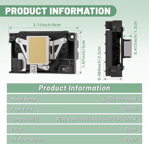 L1800 DTF Printhead, Fit for Epson DTF Printer L1800D R260 R270 R390 R1390 R1400 R1430 R1500W - Compatible with Impresora DTF L1800 Epson Textil Procolored Inkjet Printer in Kuwait