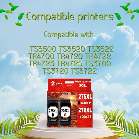 PayForLess 275XL 276XL بديل لخراطيش الحبر Canon 275 و276 حزمة كومبو PG275XL CL276XL لحبر الطابعة PIXMA TR4720 TS3522 TS3500 TR4700 TR4722 TS3720 (لون أسود، عبوتان) in Kuwait
