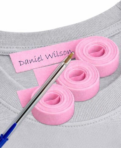 Iron on Fabric Labels, Write on Clothing Name Tags for Nursing Homes, Camp, Uniforms, Day Care, College, 3 x 1 cm, White Tape & Pen Included, Thermo-Adhesive - Size: 3x1 cm, Color: White in Saudi Arabia