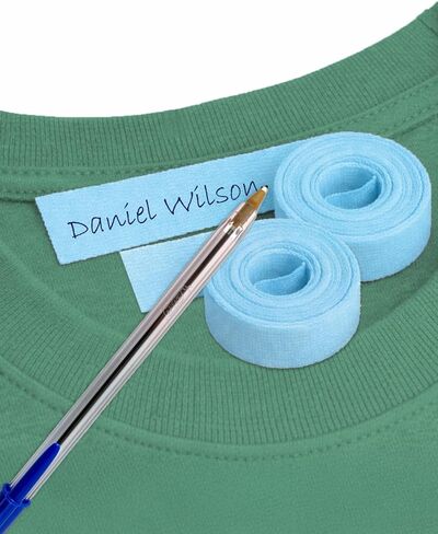 Iron on Fabric Labels, Write on Clothing Name Tags for Nursing Homes, Camp, Uniforms, Day Care, College, 3 x 1 cm, White Tape & Pen Included, Thermo-Adhesive - Size: 3x1 cm, Color: White in Saudi Arabia