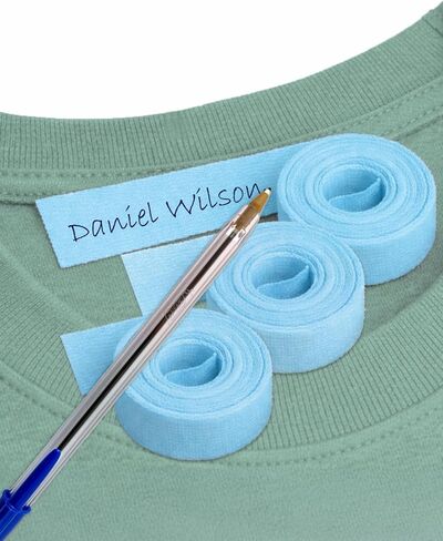Iron on Fabric Labels, Write on Clothing Name Tags for Nursing Homes, Camp, Uniforms, Day Care, College, 3 x 1 cm, White Tape & Pen Included, Thermo-Adhesive - Size: 3x1 cm, Color: White in Saudi Arabia