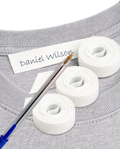 Iron on Fabric Labels, Write on Clothing Name Tags for Nursing Homes, Camp, Uniforms, Day Care, College, 3 x 1 cm, White Tape & Pen Included, Thermo-Adhesive - Size: 3x1 cm, Color: White in Saudi Arabia