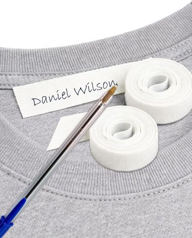 Iron on Fabric Labels, Write on Clothing Name Tags for Nursing Homes, Camp, Uniforms, Day Care, College, 3 x 1 cm, White Tape & Pen Included, Thermo-Adhesive - Size: 3x1 cm, Color: White in Saudi Arabia