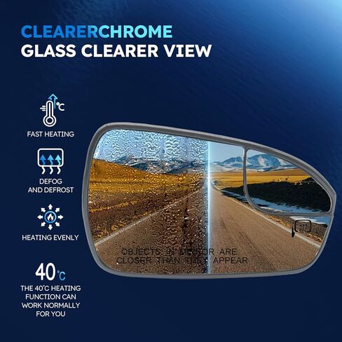 Passenger Right Side Heated Mirror Glass Compatible With Ford Fusion 2013 2014 2015 2016 2017 2018 2019 2020 Ds7Z17K707F Exterior Right View Convex Mirror With Blind Spot in Kuwait