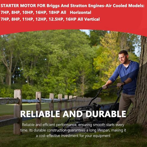 Starter Motor for Briggs & Stratton 7HP-22HP Engines 1972-2002 Replaces OE#390838, 391423, 392749, 394805, 491766, 497594, 497595, AM122337, AM37352, AM39137, LG497595 in Kuwait