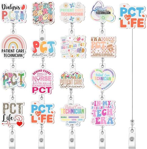 Geyoga 12 Pcs Lab Tech Badge Reel Laboratory Technician Gifts Lab Tech Gift Retractable Badge Holder with Alligator Clip Technologist Gift for Scientist Laboratory School Friend Appreciation in Kuwait