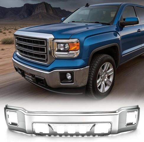 VRC Front Bumper Compatible with 2014 2015 GMC Sierra 1500 Series Pickup,Chrome Steel One-Piece Bumper,For 14 15 Sierra,GM1002848 in Kuwait