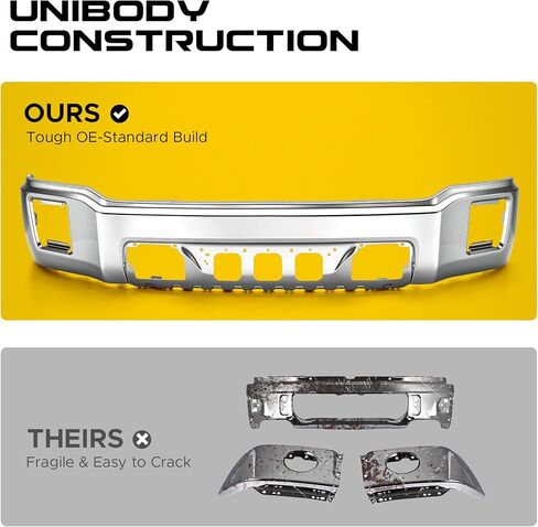 VRC Front Bumper Compatible with 2014 2015 GMC Sierra 1500 Series Pickup,Chrome Steel One-Piece Bumper,For 14 15 Sierra,GM1002848 in Kuwait