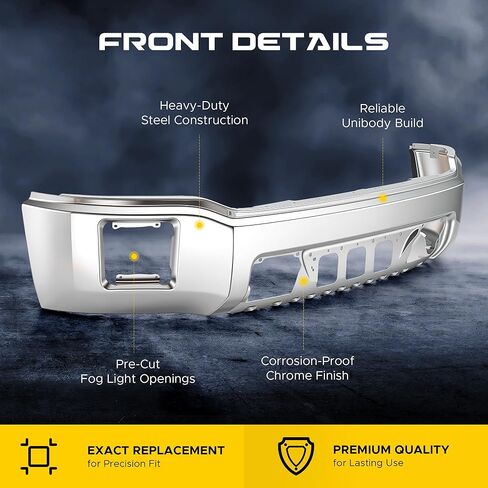 VRC Front Bumper Compatible with 2014 2015 GMC Sierra 1500 Series Pickup,Chrome Steel One-Piece Bumper,For 14 15 Sierra,GM1002848 in Kuwait