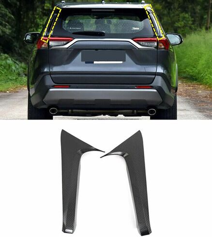 ملحقات السيارة مناسبة لسيارة Toyota RAV4 2019-2025 الخارجية ABS الخلفي سبويلر الجناح الجانبي المشطوف عتبة النافذة عمود صب غطاء الكسوة (ألياف الكربون) قطعتان in Kuwait